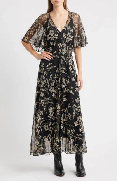 The Great . The Festal Floral Maxi Dress In Black