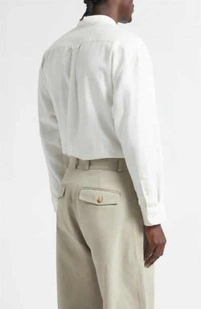 De Bonne Facture Architecture Oversize Cotton & Hemp Button-up Shirt In White