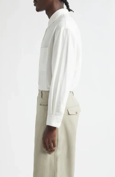 De Bonne Facture Architecture Oversize Cotton & Hemp Button-up Shirt In White