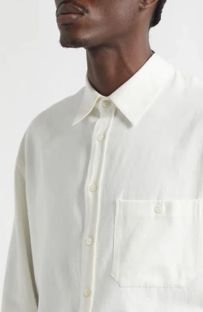 De Bonne Facture Architecture Oversize Cotton & Hemp Button-up Shirt In White