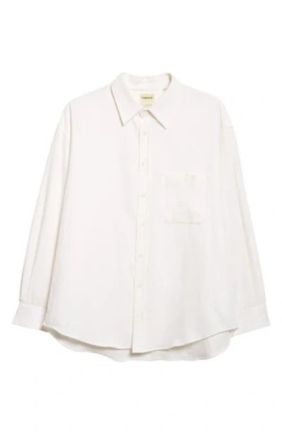 De Bonne Facture Architecture Oversize Cotton & Hemp Button-up Shirt In White