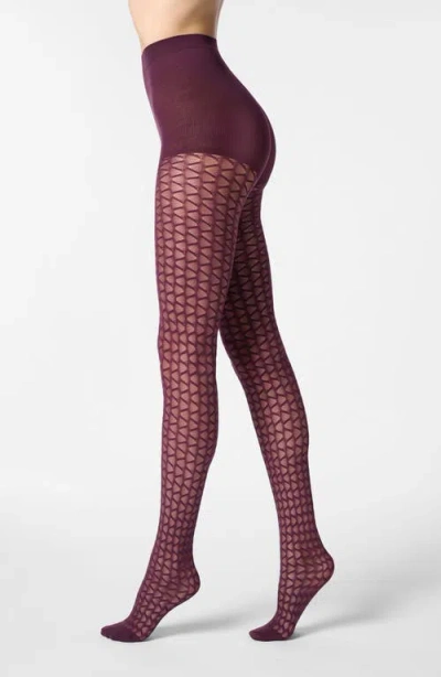 Oroblu Graphic Wave Tights In Purple