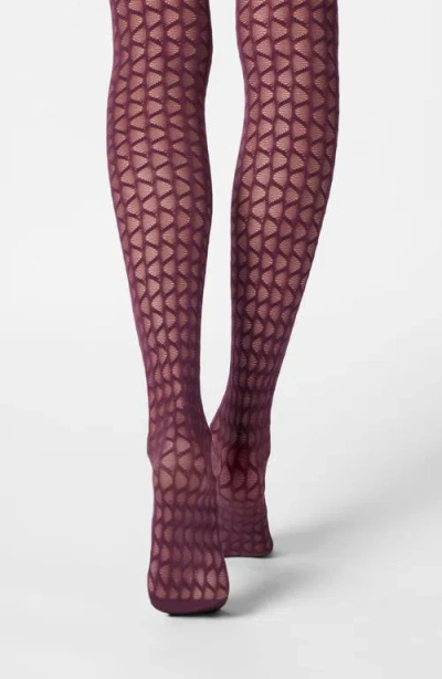 Oroblu Graphic Wave Tights In Purple