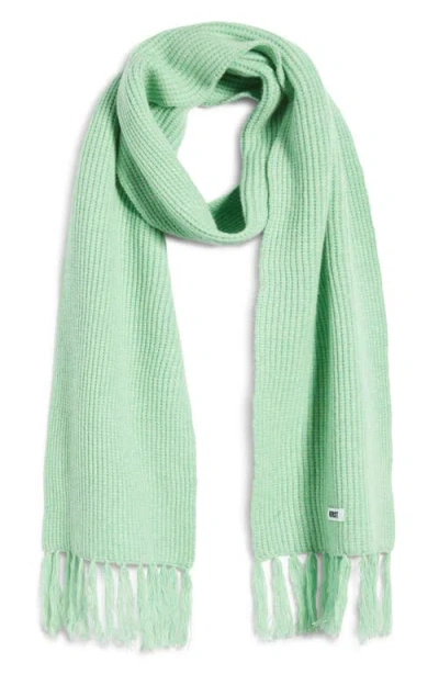 Krost Speckle Extralong Fringed Wool Scarf In Green