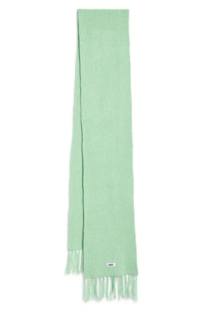 Krost Speckle Extralong Fringed Wool Scarf In Green