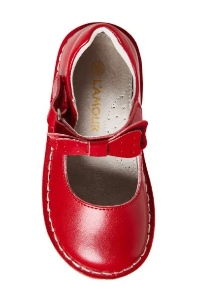 L'amour Iris Bow Mary Jane Flat In Red