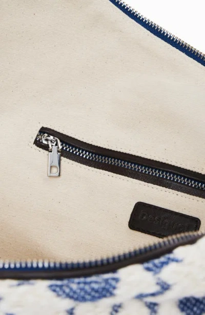 Desigual Floral Embroidered Shoulder Bag In Black