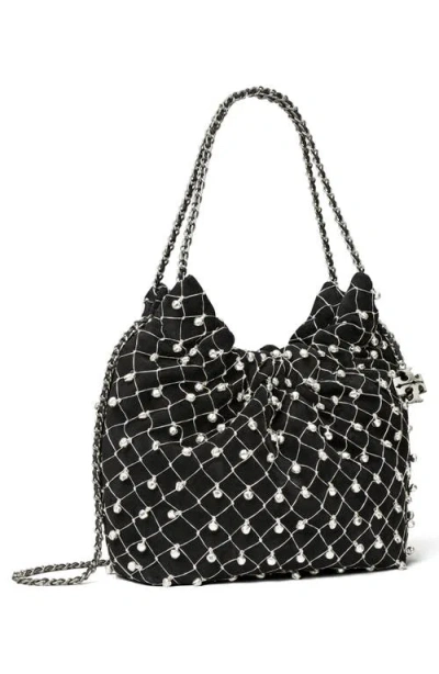 Tory Burch Mini Fleming Bell Hobo Bag In Black
