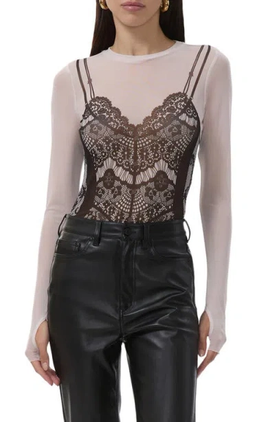 Afrm Kaylee Print Long Sleeve Mesh Top In Animal Print