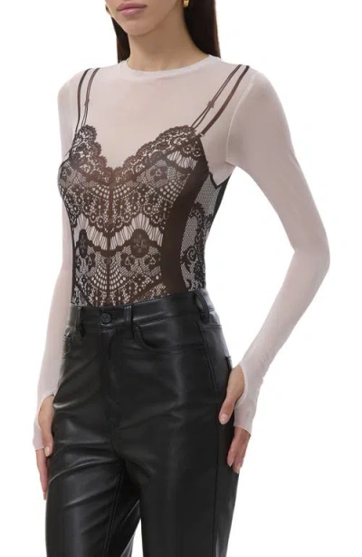 Afrm Kaylee Print Long Sleeve Mesh Top In Animal Print