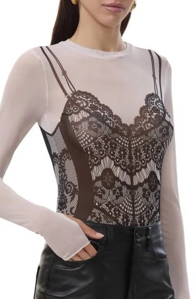 Afrm Kaylee Print Long Sleeve Mesh Top In Animal Print