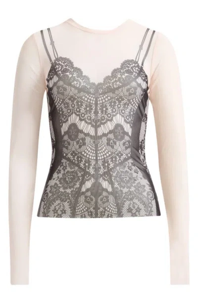 Afrm Kaylee Print Long Sleeve Mesh Top In Animal Print