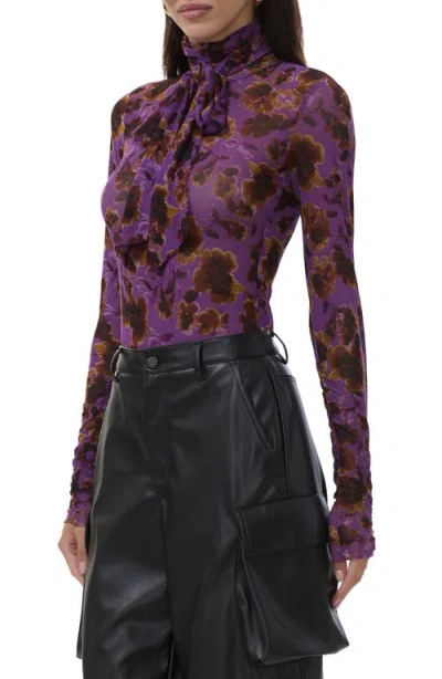 Afrm Julien Tie Neck Top In Animal Print
