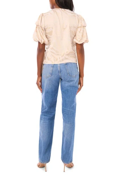 Vince Camuto Double Bubble Sleeve Satin Jacquard Wrap Front Top In Animal Print