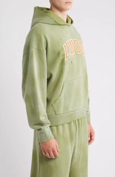 Elwood Fireside Distressed Logo Hoodie In Green