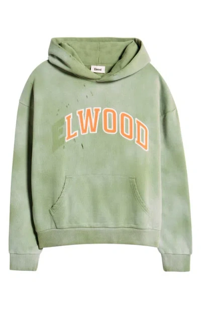 Elwood Fireside Distressed Logo Hoodie In Green