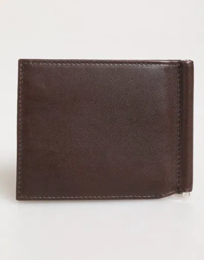 Pre-owned Dolce & Gabbana Brown Leather Dg Logo Engrave Bifold Card Holder Men's Wallet ()