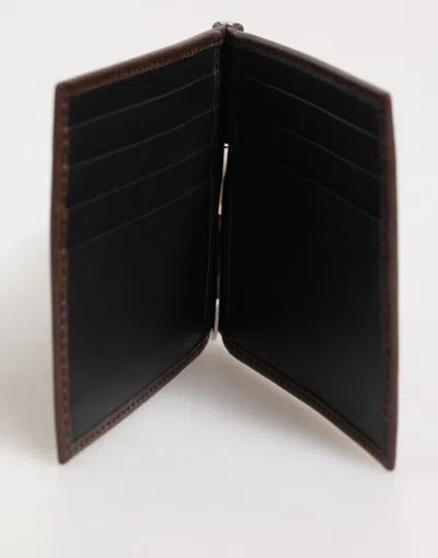 Pre-owned Dolce & Gabbana Brown Leather Dg Logo Engrave Bifold Card Holder Men's Wallet ()