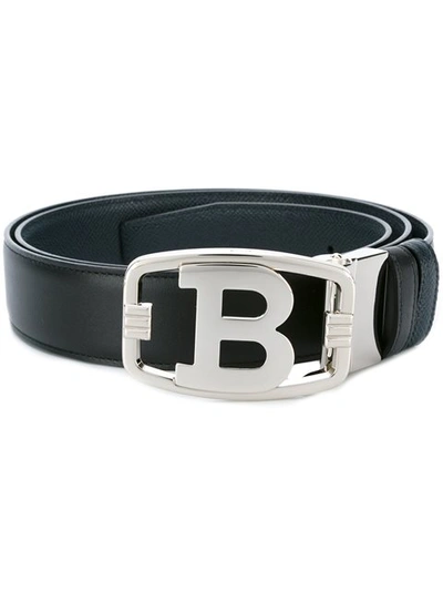Bally Signature Logo Buckle   Leather Belt In Black