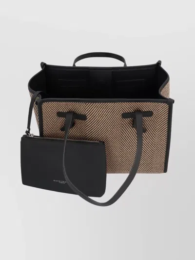 Gianni Chiarini Chevron Pattern Leather Tote Bag In Gray