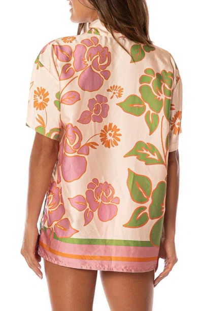 Maaji Floating Blooms Noise Cover-up Shirt In Pink