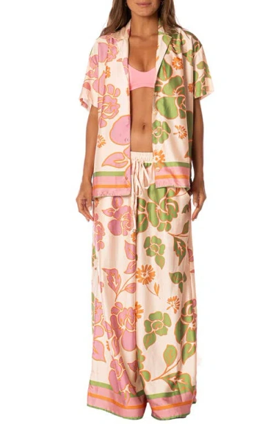 Maaji Floating Blooms Noise Cover-up Shirt In Pink