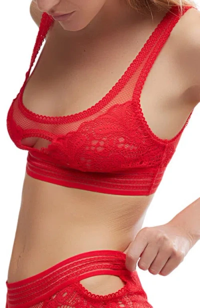 Free People Intimately Fp Moonlit Meadow Mesh Bralette In Red