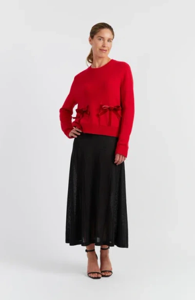 Chinti & Parker Wool-cashmere Velvet Bow Sweater In Red