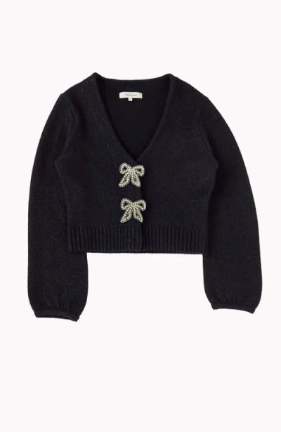 Chinti & Parker Black Laura Whitmore Embellished Bow Cardigan In Black