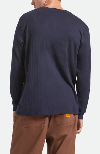 Brixton Standard Fit Long Sleeve Cotton Rib Henley In Blue