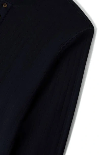 Brixton Standard Fit Long Sleeve Cotton Rib Henley In Blue