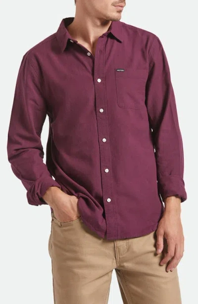 Brixton Charter Cotton Button-up Shirt In Red