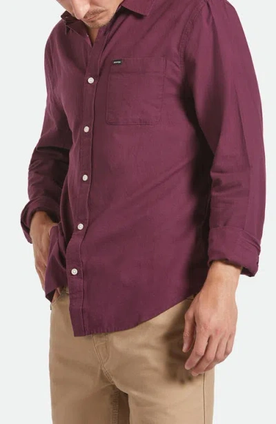 Brixton Charter Cotton Button-up Shirt In Red