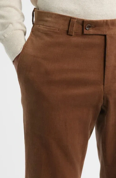 Jack Victor Palmer Brown Flat Front Cotton Stretch Corduroy Pants In Brown