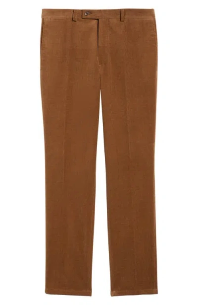Jack Victor Palmer Brown Flat Front Cotton Stretch Corduroy Pants In Brown
