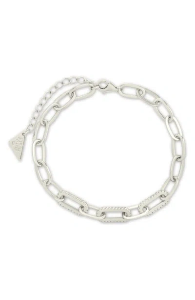 Sterling Forever Hallie Cubic Zirconia Chain Bracelet In Metallic