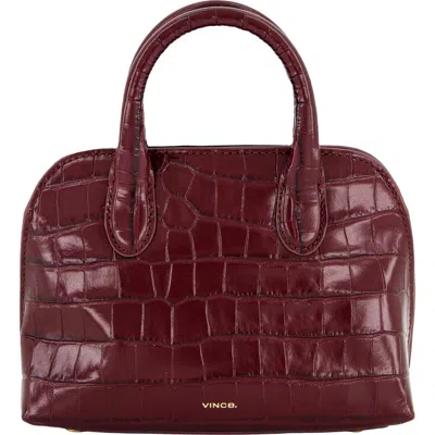 Vince Delphine Mini Croc-effect Leather Crossbody Handbag In Burgundy