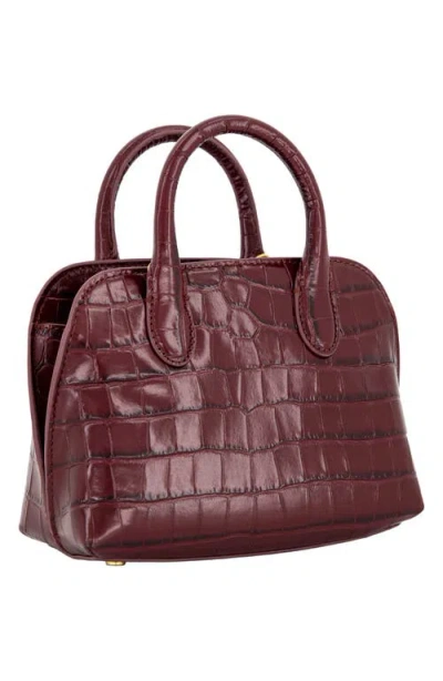 Vince Delphine Mini Croc-effect Leather Crossbody Handbag In Burgundy