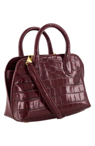 Vince Delphine Mini Croc-effect Leather Crossbody Handbag In Burgundy