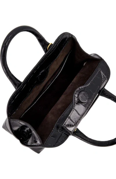 Vince Mini Delphine Croc Embossed Leather Top Handle Bag In Black