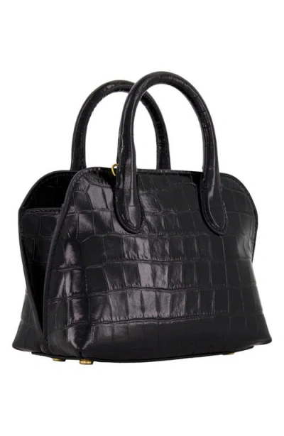 Vince Mini Delphine Croc Embossed Leather Top Handle Bag In Black