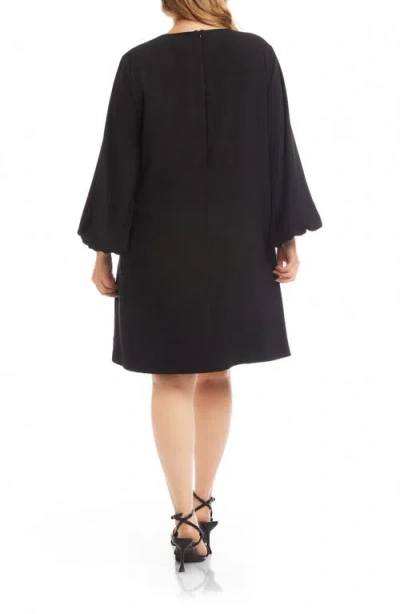 Karen Kane Embellished Bow Long Sleeve Shift Dress In Black