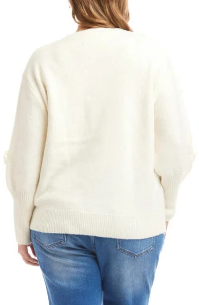 Karen Kane Rosette Hand Embroidered Crewneck Sweater In Neutral