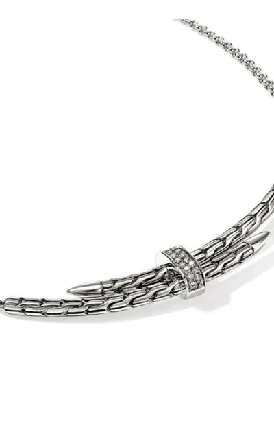 John Hardy Sterling Silver Diamond Necklace In Metallic