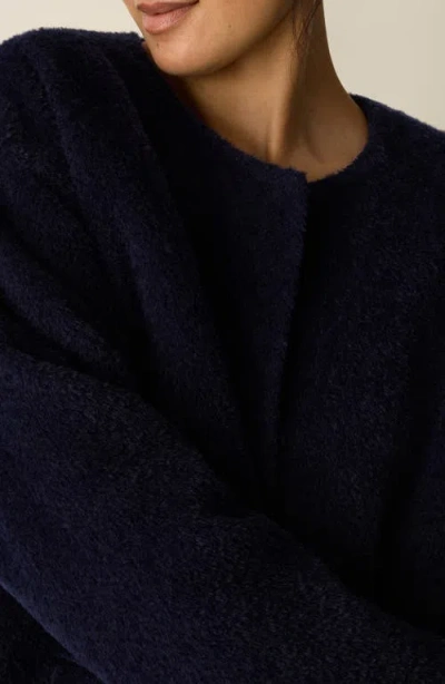 Eileen Fisher Collarless Wool & Alpaca Blend Coat In Blue