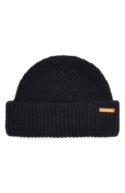Barbour Mosely Cotton & Wool Blend Beanie In Black