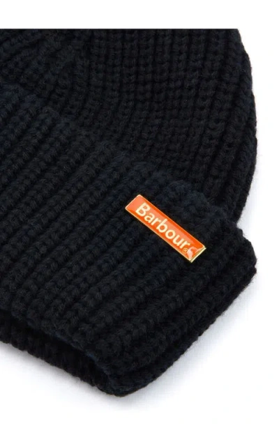 Barbour Mosely Cotton & Wool Blend Beanie In Black