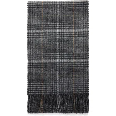 Barbour Danbrooke Plaid Fringed Wool & Cashmere Scarf In Gray