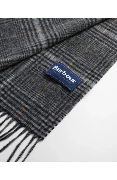 Barbour Danbrooke Plaid Fringed Wool & Cashmere Scarf In Gray