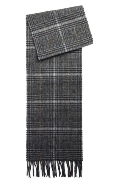 Barbour Danbrooke Plaid Fringed Wool & Cashmere Scarf In Gray
